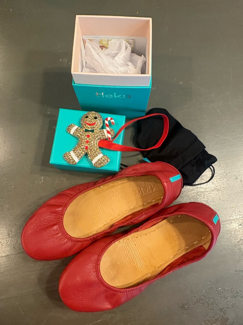 Tieks Red Leather Ballet Flats size 7